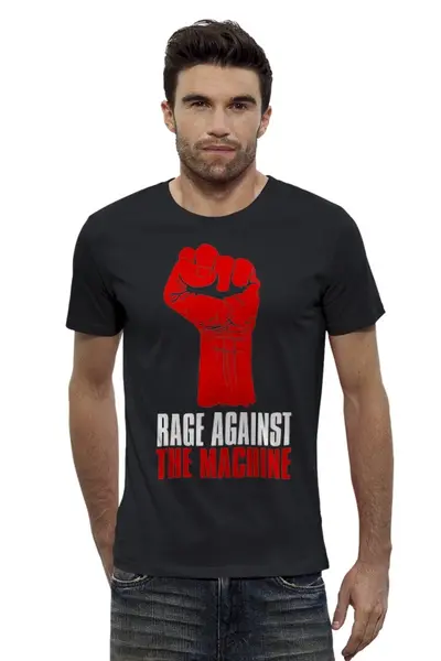 Заказать мужскую футболку в Москве. Футболка базовая Rage Against the Machine от geekbox - готовые дизайны и нанесение принтов.