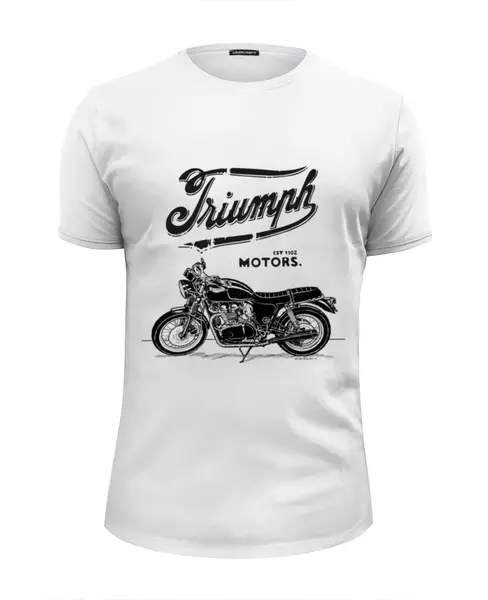 Заказать мужскую футболку в Москве. Футболка базовая Triumph Motorcycles от madwheelz - готовые дизайны и нанесение принтов.