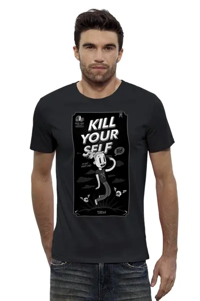 Заказать мужскую футболку в Москве. Футболка базовая Kill Your Self от Leichenwagen - готовые дизайны и нанесение принтов.