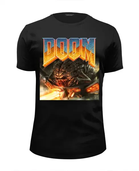 Заказать мужскую футболку в Москве. Футболка базовая Doom game от Leichenwagen - готовые дизайны и нанесение принтов.