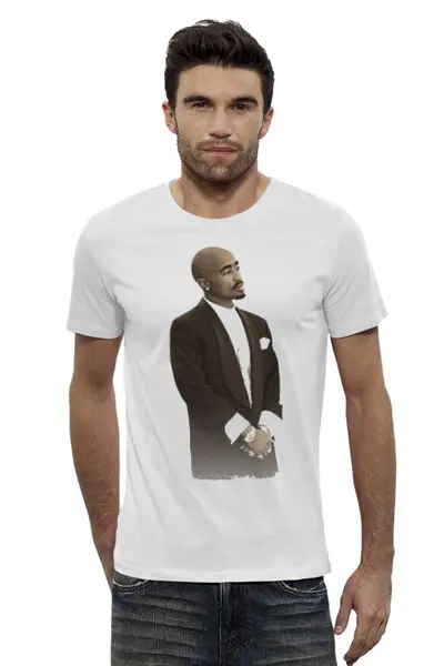 Заказать мужскую футболку в Москве. Футболка базовая 2Pac Shakur  от matax - готовые дизайны и нанесение принтов.