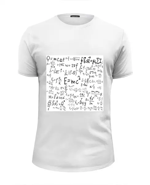 Заказать мужскую футболку в Москве. Футболка базовая Формулы по физике от tesla143 - готовые дизайны и нанесение принтов.