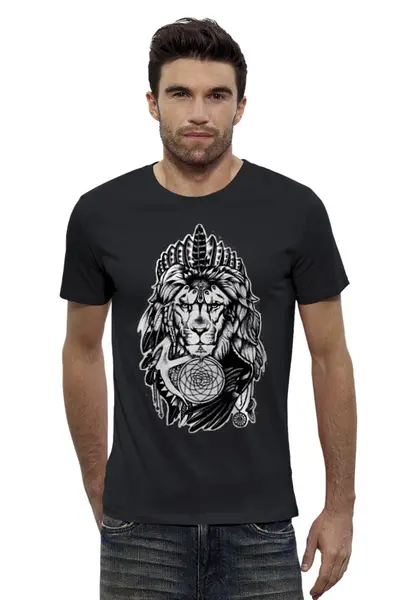 Заказать мужскую футболку в Москве. Футболка базовая The Lion от Troy - Angel - готовые дизайны и нанесение принтов.