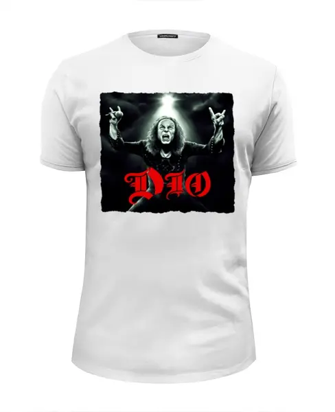 Заказать мужскую футболку в Москве. Футболка базовая Ronnie James Dio от Leichenwagen - готовые дизайны и нанесение принтов.