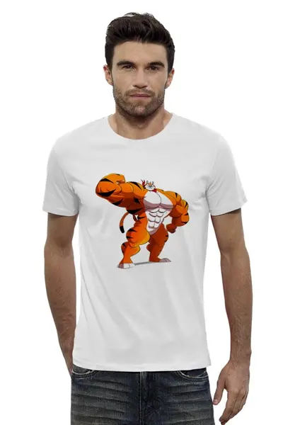 Заказать мужскую футболку в Москве. Футболка базовая Фитнес тигр от Sergey Lisitsyn (slisicin) - готовые дизайны и нанесение принтов.