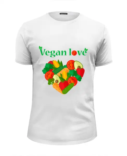 Заказать мужскую футболку в Москве. Футболка базовая Vegan love от Antaya - готовые дизайны и нанесение принтов.