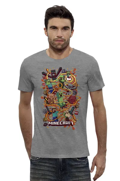 Заказать мужскую футболку в Москве. Футболка базовая Minecraft от PrintGamer  - готовые дизайны и нанесение принтов.