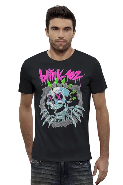 Заказать мужскую футболку в Москве. Футболка базовая Blink 182 band от Leichenwagen - готовые дизайны и нанесение принтов.