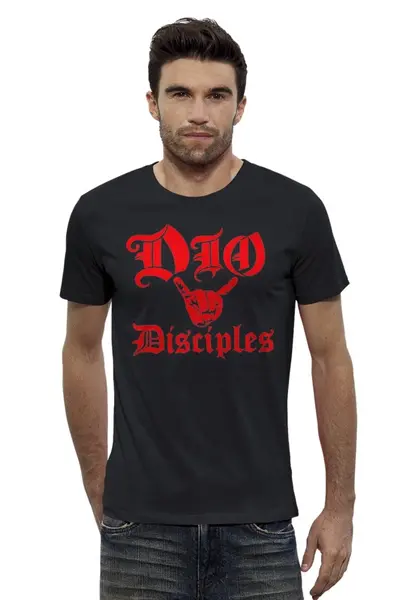 Заказать мужскую футболку в Москве. Футболка базовая Ronnie James Dio от Leichenwagen - готовые дизайны и нанесение принтов.