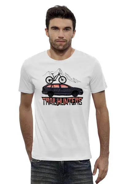 Заказать мужскую футболку в Москве. Футболка базовая TRailhunters от oneredfoxstore@gmail.com - готовые дизайны и нанесение принтов.