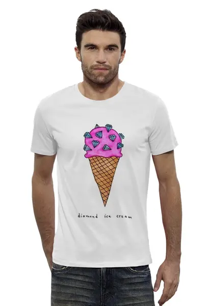 Заказать мужскую футболку в Москве. Футболка базовая Diamond ice cream от Полина Синдеева - готовые дизайны и нанесение принтов.