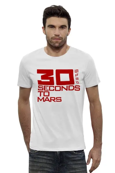 Заказать мужскую футболку в Москве. Футболка базовая 30 seconds to mars от alina_s_ - готовые дизайны и нанесение принтов.