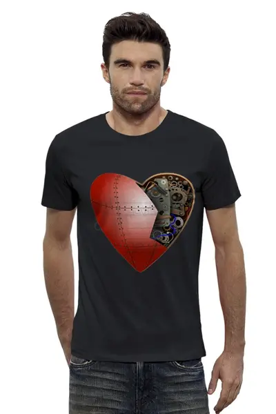 Заказать мужскую футболку в Москве. Футболка базовая сердце. от Луча - готовые дизайны и нанесение принтов.