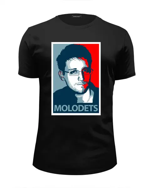 Заказать мужскую футболку в Москве. Футболка базовая Сноуден - молодец / SNOWDEN MOLODETS от Мурад Мокран - готовые дизайны и нанесение принтов.