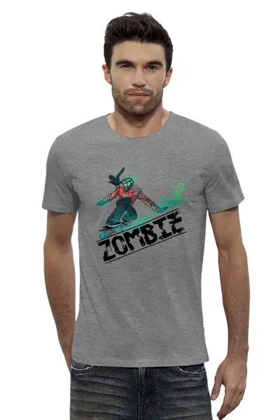 Заказать мужскую футболку в Москве. Футболка базовая Zombie  от ПРИНТЫ ПЕЧАТЬ  - готовые дизайны и нанесение принтов.