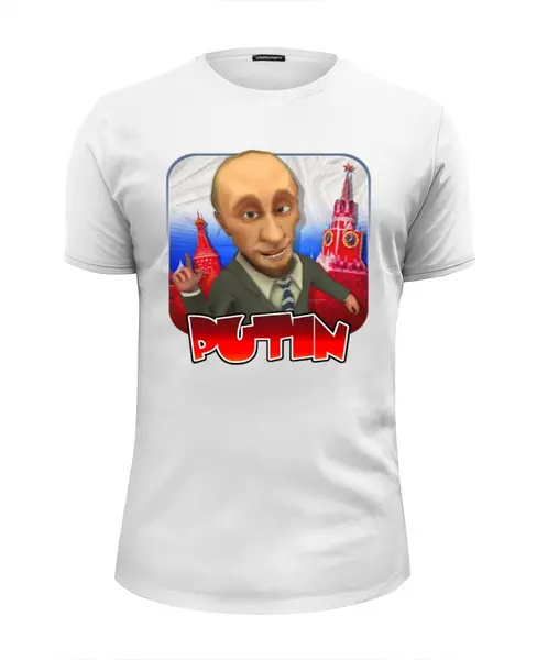Заказать мужскую футболку в Москве. Футболка базовая Putin от Leichenwagen - готовые дизайны и нанесение принтов.