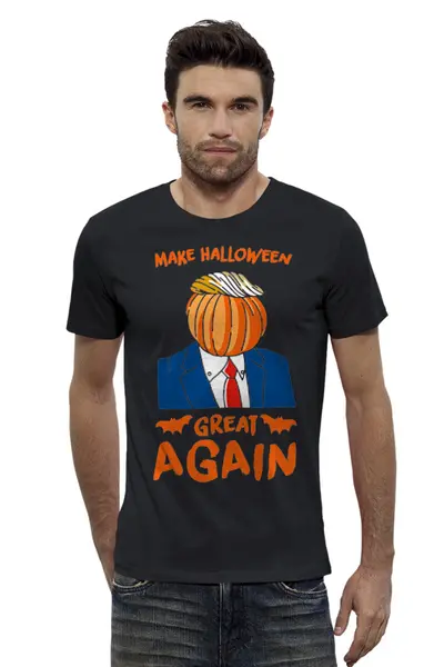 Заказать мужскую футболку в Москве. Футболка базовая Хэллоуин от geekbox - готовые дизайны и нанесение принтов.