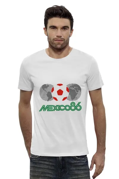 Заказать мужскую футболку в Москве. Футболка базовая Чемпионат мира по футболу в Мексике 1986 год от Fedor - готовые дизайны и нанесение принтов.