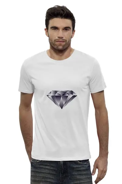 Заказать мужскую футболку в Москве. Футболка базовая алмаз от Mari_M - готовые дизайны и нанесение принтов.