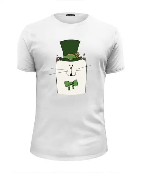 Заказать мужскую футболку в Москве. Футболка базовая Ирландский Кот от printik - готовые дизайны и нанесение принтов.