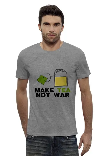 Заказать мужскую футболку в Москве. Футболка базовая Make Tea Not War от Printio - готовые дизайны и нанесение принтов.