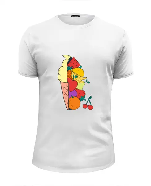 Заказать мужскую футболку в Москве. Футболка базовая Мороженое фрукты от zen4@bk.ru - готовые дизайны и нанесение принтов.