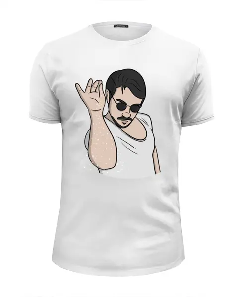 Заказать мужскую футболку в Москве. Футболка базовая Salt bae от Memepedia - готовые дизайны и нанесение принтов.