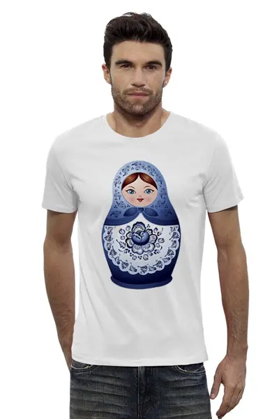 Заказать мужскую футболку в Москве. Футболка базовая Матрешка от coolmag - готовые дизайны и нанесение принтов.