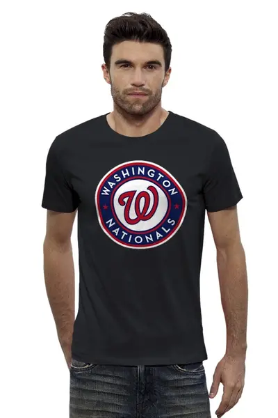 Заказать мужскую футболку в Москве. Футболка базовая Washington Nationals от dobryidesign - готовые дизайны и нанесение принтов.