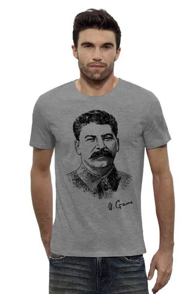 Заказать мужскую футболку в Москве. Футболка базовая Товарищ Сталин от Chance777 - готовые дизайны и нанесение принтов.