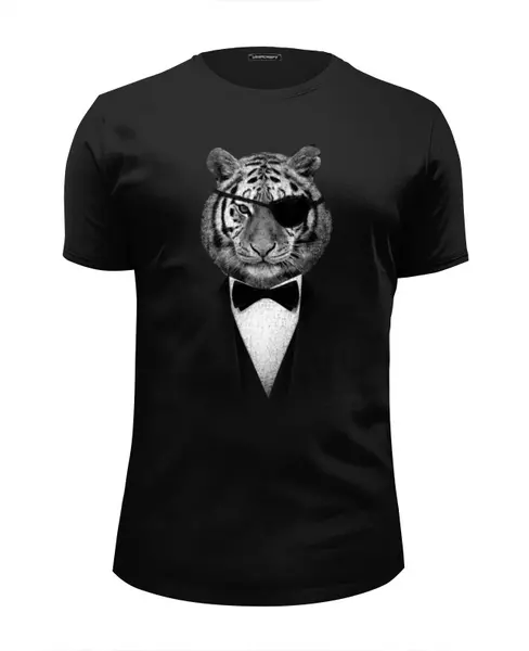 Заказать мужскую футболку в Москве. Футболка базовая Одноглазый Тигр от printik - готовые дизайны и нанесение принтов.
