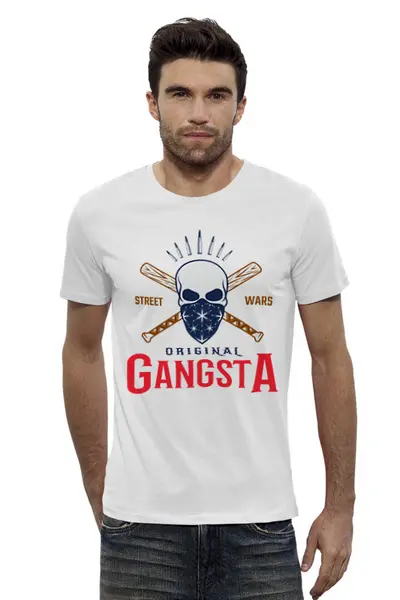 Заказать мужскую футболку в Москве. Футболка базовая GANGSTA от balden - готовые дизайны и нанесение принтов.