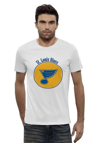 Заказать мужскую футболку в Москве. Футболка базовая St. Louis Blues  от kspsshop - готовые дизайны и нанесение принтов.