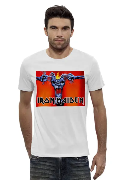 Заказать мужскую футболку в Москве. Футболка базовая Iron Maiden Band от Leichenwagen - готовые дизайны и нанесение принтов.