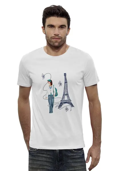 Заказать мужскую футболку в Москве. Футболка базовая Парижанка от Виктор Гришин - готовые дизайны и нанесение принтов.