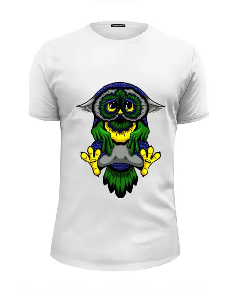 Заказать мужскую футболку в Москве. Футболка базовая грустная сова от krolya_spb@mail.ru - готовые дизайны и нанесение принтов.