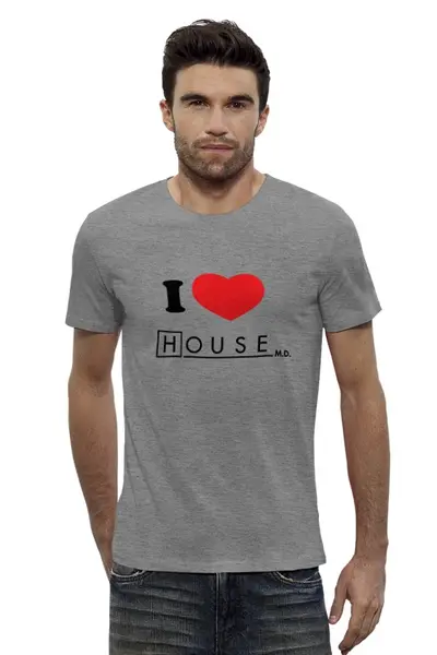 Заказать мужскую футболку в Москве. Футболка базовая i love House от pyzhik - готовые дизайны и нанесение принтов.