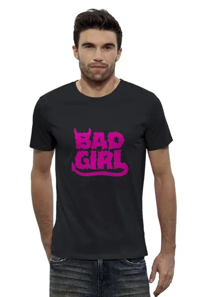 Заказать мужскую футболку в Москве. Футболка базовая Bad girl (Плохая девченка) от Easy-store - готовые дизайны и нанесение принтов.