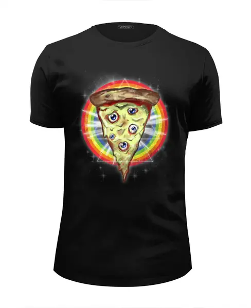 Заказать мужскую футболку в Москве. Футболка базовая Пицца от printik - готовые дизайны и нанесение принтов.