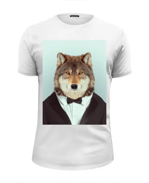 Заказать мужскую футболку в Москве. Футболка базовая Деловой волк от anna_bell - готовые дизайны и нанесение принтов.