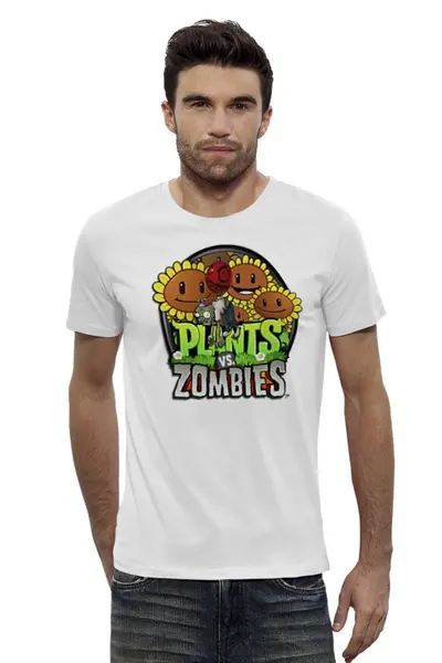 Заказать мужскую футболку в Москве. Футболка базовая plants vs zombies от cesare - готовые дизайны и нанесение принтов.
