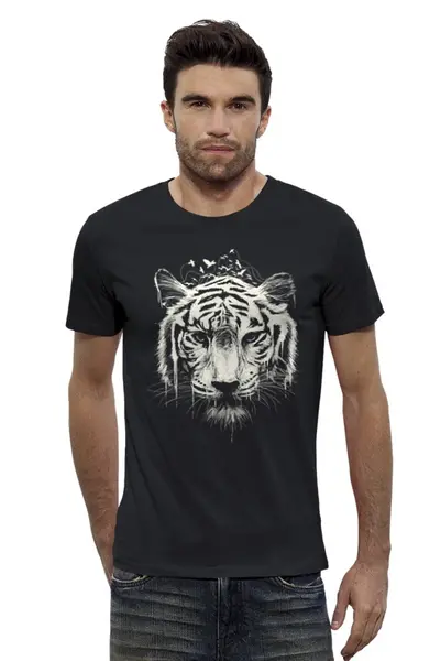 Заказать мужскую футболку в Москве. Футболка базовая Белый тигр от printik - готовые дизайны и нанесение принтов.