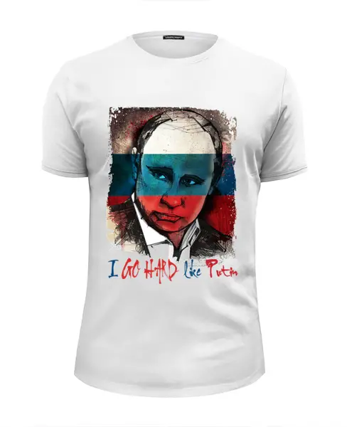 Заказать мужскую футболку в Москве. Футболка базовая I go hard like Putin                     от Savara - готовые дизайны и нанесение принтов.