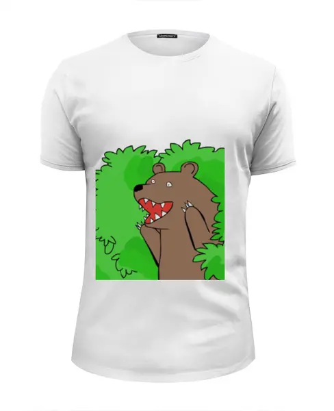 Заказать мужскую футболку в Москве. Футболка базовая Медведь из кустов от karbafoss - готовые дизайны и нанесение принтов.