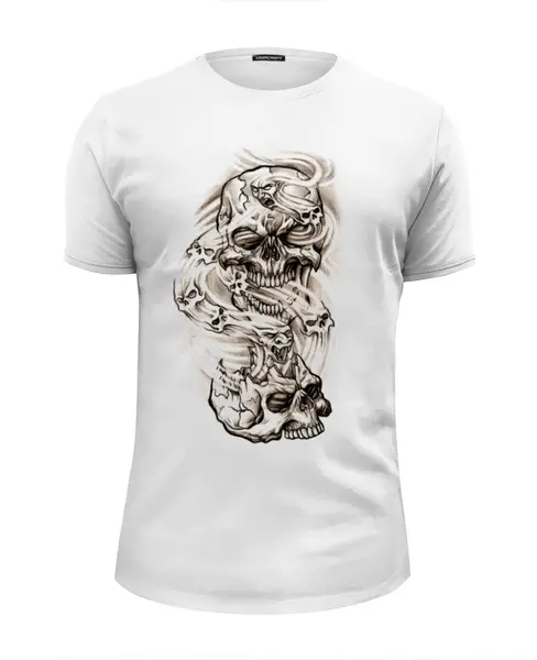 Заказать мужскую футболку в Москве. Футболка базовая Smoke Skulls от Leichenwagen - готовые дизайны и нанесение принтов.