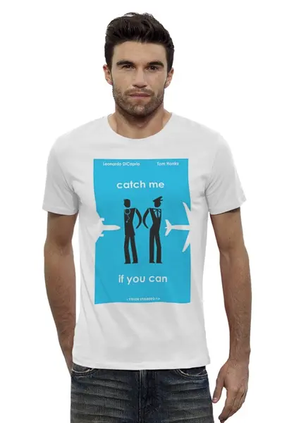 Заказать мужскую футболку в Москве. Футболка базовая Catch Me от KinoArt - готовые дизайны и нанесение принтов.