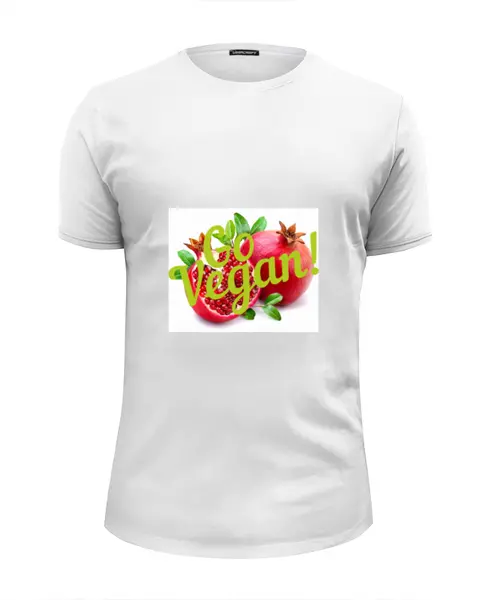 Заказать мужскую футболку в Москве. Футболка базовая Go Vegan! от vegan@thespaceway.info - готовые дизайны и нанесение принтов.