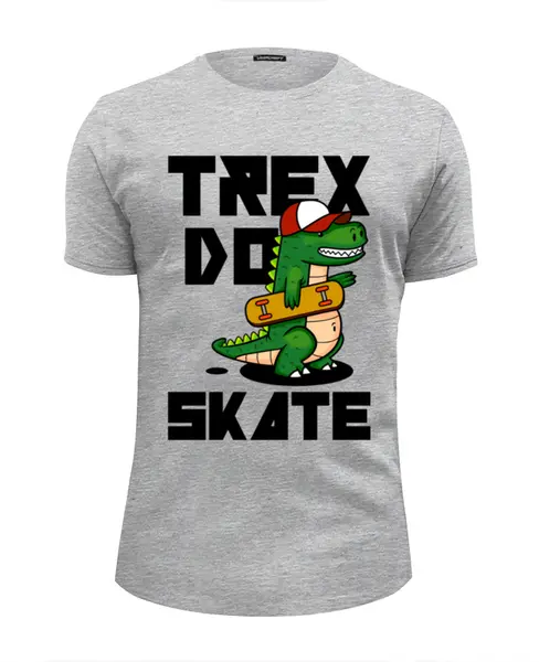 Заказать мужскую футболку в Москве. Футболка базовая Динозавр на Скейте от coolmag - готовые дизайны и нанесение принтов.