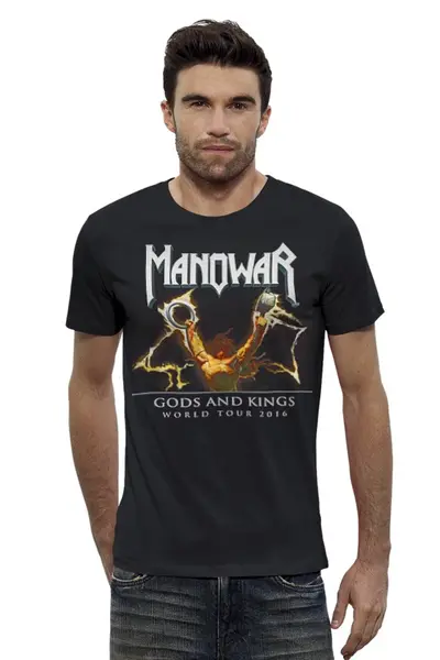 Заказать мужскую футболку в Москве. Футболка базовая Manowar Band от Leichenwagen - готовые дизайны и нанесение принтов.
