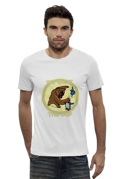 Заказать мужскую футболку в Москве. Футболка базовая Медведь  от ПРИНТЫ ПЕЧАТЬ  - готовые дизайны и нанесение принтов.